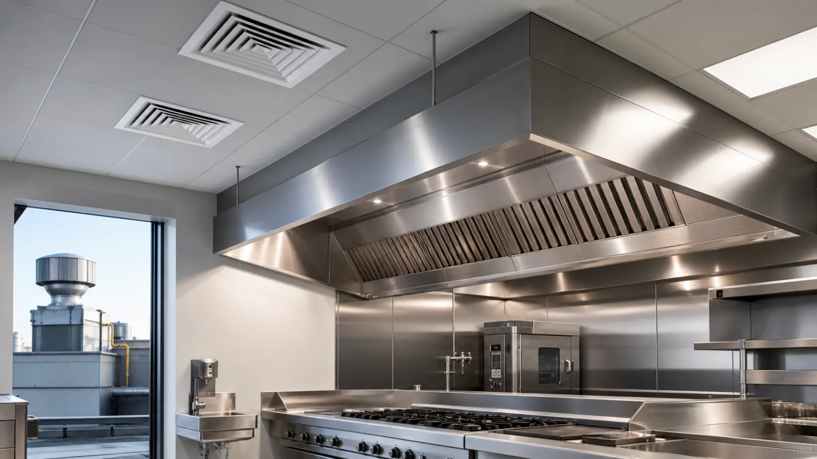Representative commercial kitchen exhaust hood and ventilation equipment